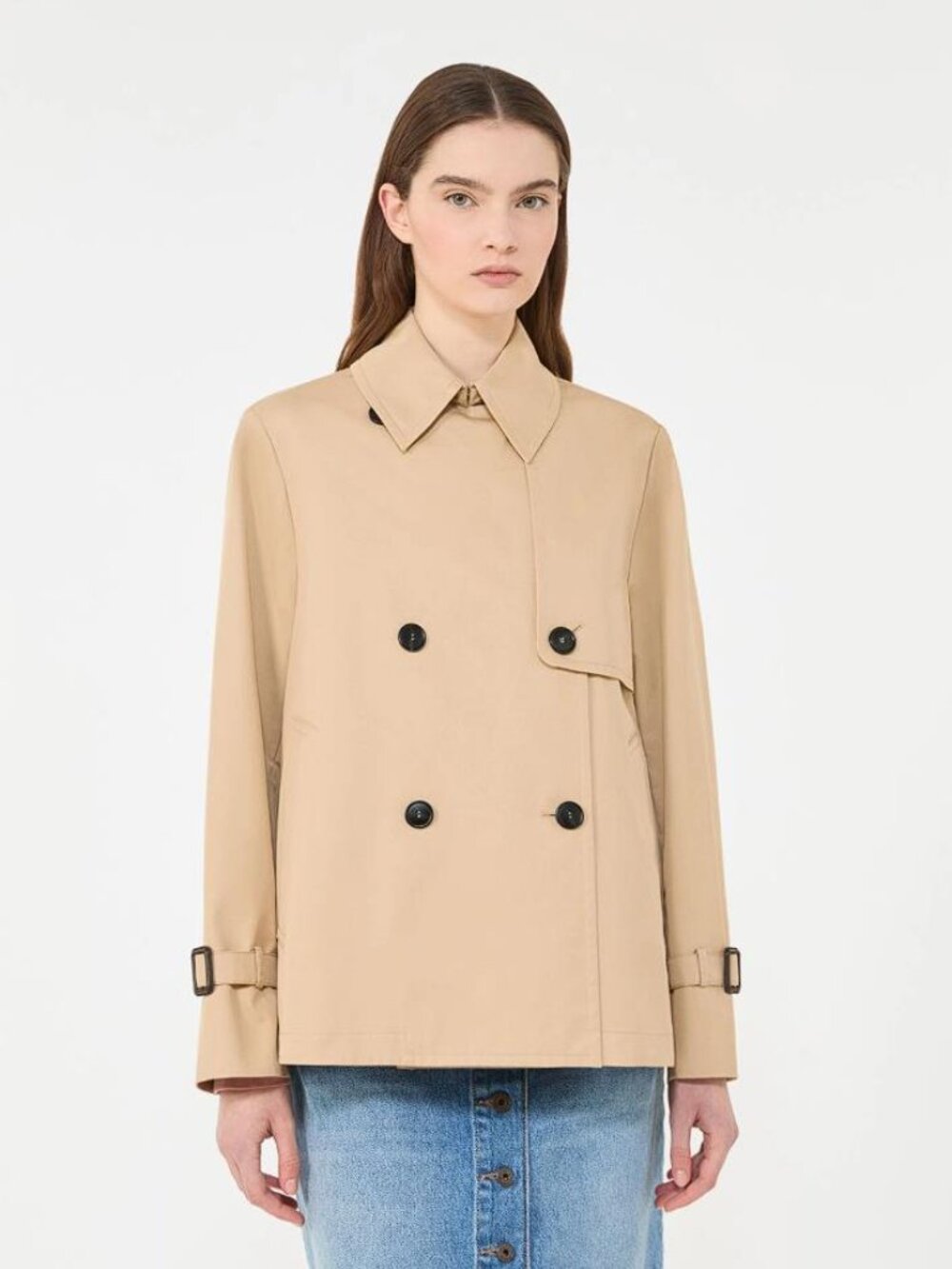 WEEKEND MAXMARA Women's Cropped Water-Repellent Gabardine Trench Coat Size 2